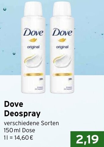 CAP Markt Dove Deospray 150 ml Dose Angebot