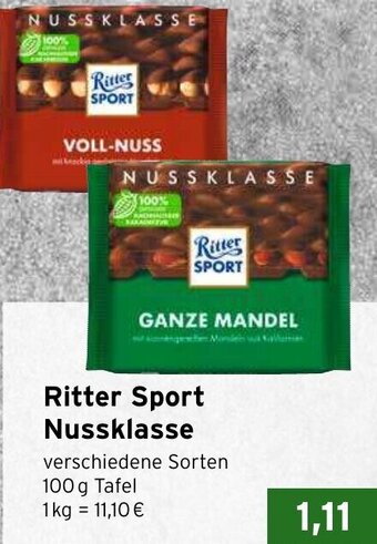 CAP Markt Ritter Sport Nussklasse 100 g Tafel Angebot