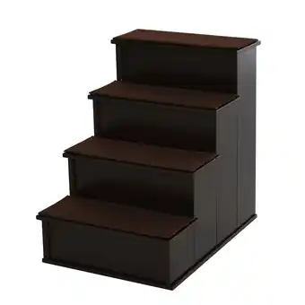 Netto Marken-Discount Pawhut haustiertreppe 4-stufig dunkelbraun 40 x 59 x 54,2 cm (bxtxh) | hundetreppe einstiegshilfe mit teppich katzentreppe Angebot