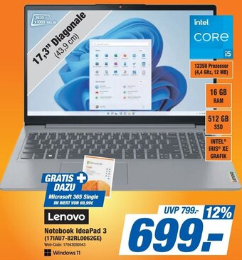 Expert Lenovo Notebook IdeaPad 3 (17IAU7-82RL0062GE) Angebot
