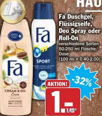 AEZ Fa Duschgel, Flüssigseife, Deo Spray oder Roll On 50-250ml Angebot