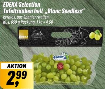 Simmel EDEKA Selection Tafeltrauben hell Blanc Seedless 650 g Packung Angebot