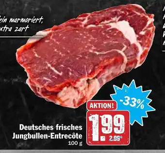 Hit Deutsches frisches Jungbullen Entrecôte 100g Angebot