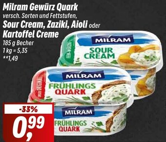 Simmel Milram Gewürz Quark, Sour Cream, Zaziki, Aioli oder Kartoffel Creme 185 g Becher Angebot