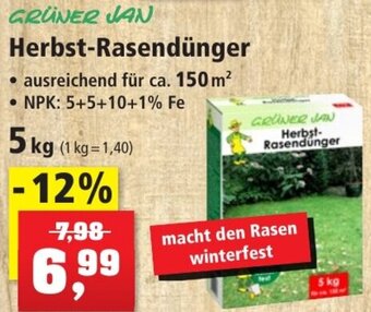 Thomas Philipps GRÜNER JAN Herbst-Rasendünger 5 kg Angebot