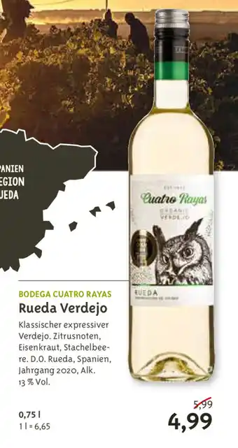 Biocompany Bodega Cuatro Rayas Rueda Verdejo 0,75L Angebot