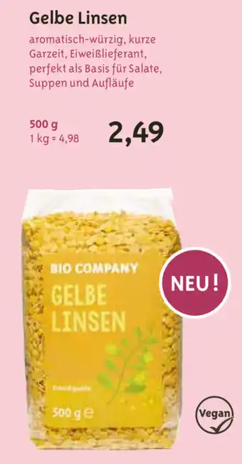 Biocompany Gelbe Linsen 500g Angebot