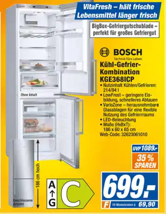 expert Octomedia Bosch Kühl Gefrier Kombination KGE368ICP Angebot