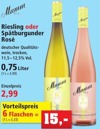 Thomas Philipps Mumm Riesling oder Spätburgunder Rosé 0,75 Liter Angebot