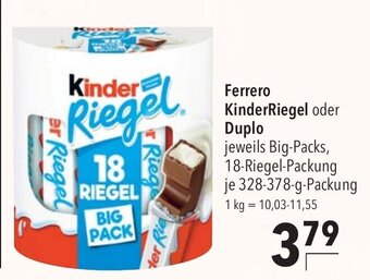 CITTI Markt Ferrero KinderRiegel oder Duplo jeweils Big-Packs, 18-Riegel-Packung je 328-378-g-Packung Angebot