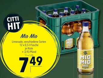 CITTI Markt Mio Mio Limonade, verschiedene Sorten 12 x 0,5-l Angebot