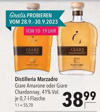 CITTI Markt Distilleria Marzadro Giare Amarone oder Giare Chardonnay, 41% Vol. je 0,7-l Angebot