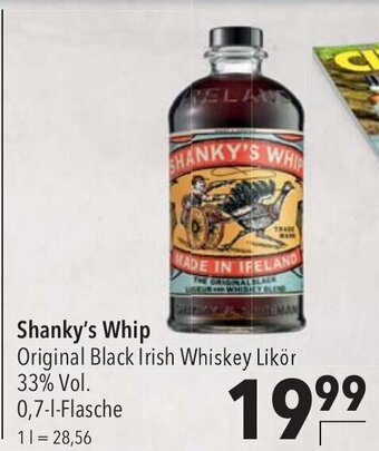 CITTI Markt Shanky's Whip Original Black Irish Whiskey Likör 33% Vol. 0,7-l Angebot