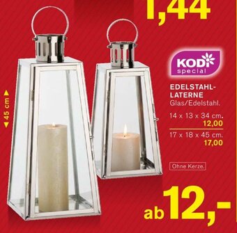 KODi KODI special EDELSTAHL-LATERNE Glas/Edelstahl. Angebot