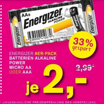 KODi Energizer 8er-pack batterien alkaline power micro AA Angebot