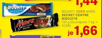 KODi BOUNTY ODER MARS SECRET CENTRE BISCUITS 132g Angebot