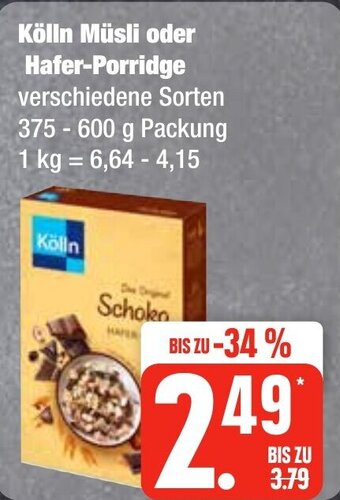 Edeka Frischemarkt Kölln Müsli oder Hafer-Porridge 375-600 g Packung Angebot