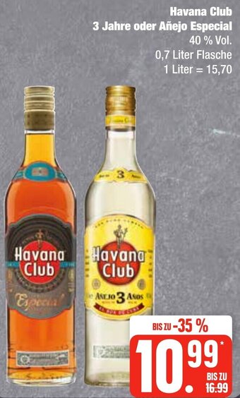 Edeka Frischemarkt Havana Club 3 Jahre oder Añejo Especia 0,7 Liter Flasche Angebot