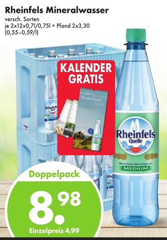 Trink und Spare Rheinfels Mineralwasser 2x12x0,7 l/0,75 l Angebot