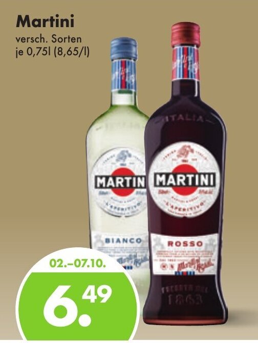 Martini 0,75 l Angebot bei Trink und Spare