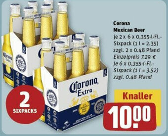 REWE Corona Mexican Beer 2 x 6 x 0,355--FL.-Sixpack Angebot