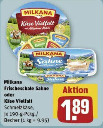 REWE Milkana Frischeschale Sahne oder Käse Vielfalt 190-g-Pckg./ Becher Angebot