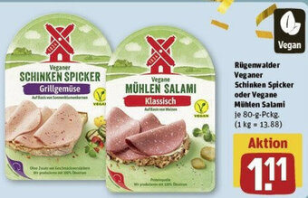 REWE Rügenwalder Veganer Schinken Spicker oder Vegane Mühlen Salami 80-g-Pckg. Angebot