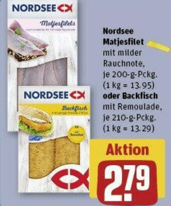 REWE Nordsee Matjesfilet 200-g-Pckg. oder Backfisch 210-g-Pckg. Angebot