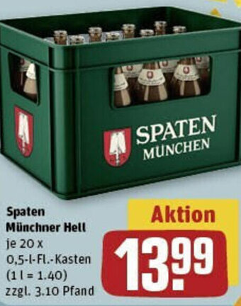 REWE Spaten Münchner Hell 20 x 0,5-l-Fl.-Kasten Angebot