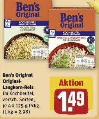 REWE Ben's Original Original-Langkorn-Reis 4 x 125-g-Pckg. Angebot