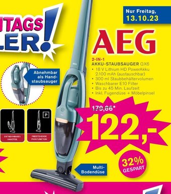 KODi AEG 2in1 AKKU-STAUBSAUGER QX6 Angebot