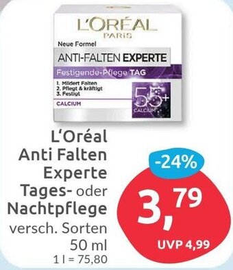 Budni L'ORÉAL PARIS Anti Falten Experte Tages- oder Nachtpflege versch. Sorten 50 ml Angebot