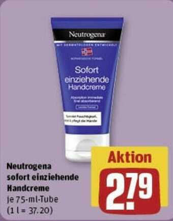 REWE Neutrogena sofort einziehende Handcreme 75 ml Tube Angebot