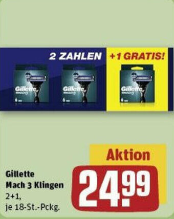 REWE Gillette Mach 3 Klingen 2+1, 18-St.-Pckg. Angebot