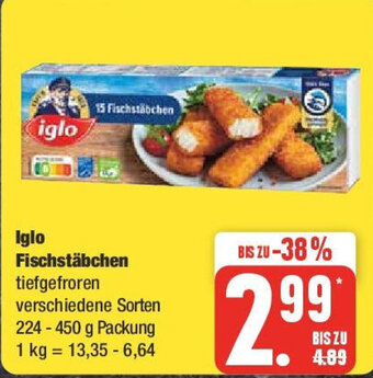 Edeka iglo Fischstäbchen 224-450 g Packung Angebot