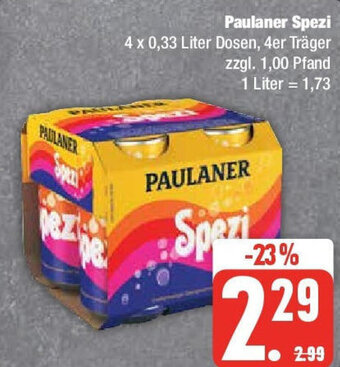 Edeka Paulaner Spezi 4 x 0,33 Liter Dosen, 4er Träger Angebot