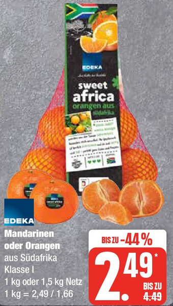 Edeka EDEKA Mandarinen oder Orangen 1,5 kg Netz Angebot