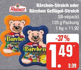 Edeka Bärchen-Streich oder Reinert Bärchen Geflügel-Streich 125 g Packung Angebot