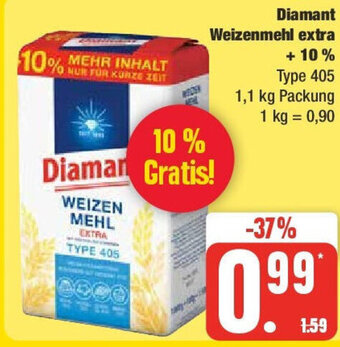 Marktkauf Diamant Weizenmehl extra Type 405 1,1 kg Packung Angebot