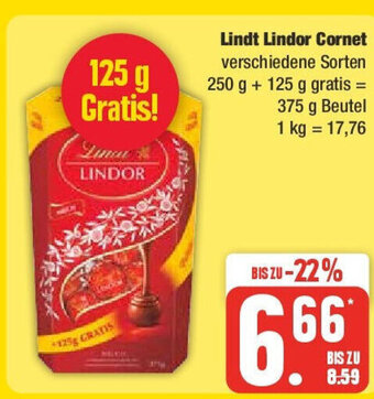 Marktkauf Lindt Lindor Cornet verschiedene Sorten 250 g + 125 g gratis Angebot