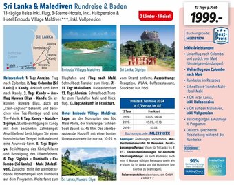 Lidl Sri Lanka & Malediven Rundreise & Baden Angebot