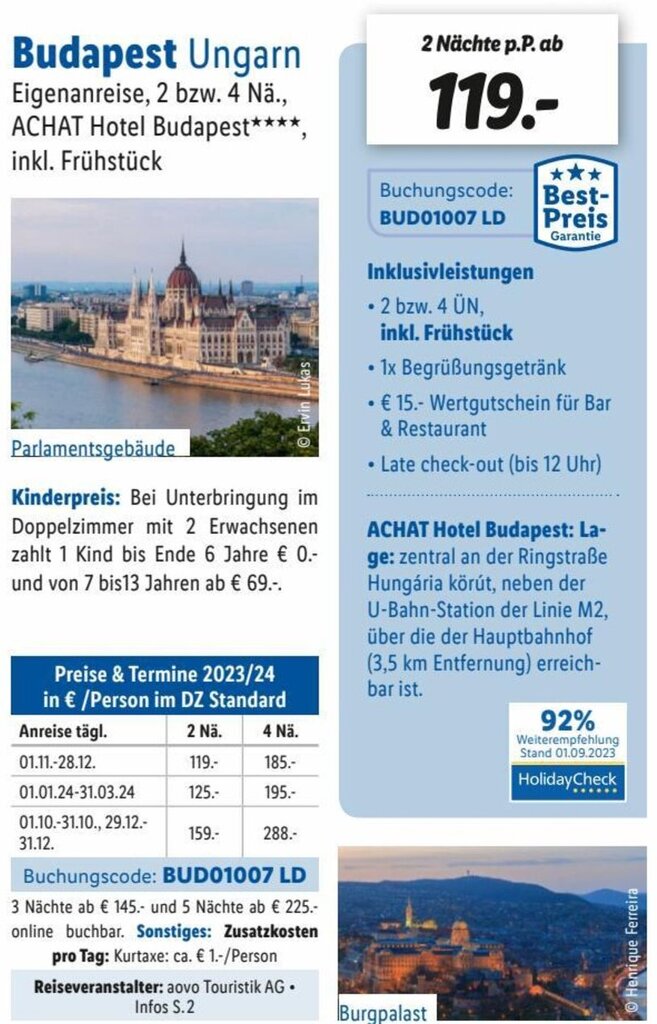 Budapest Ungarn Angebot bei Lidl