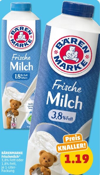 PENNY BÄRENMARKE Frischmilch 1 Liter Packung Angebot