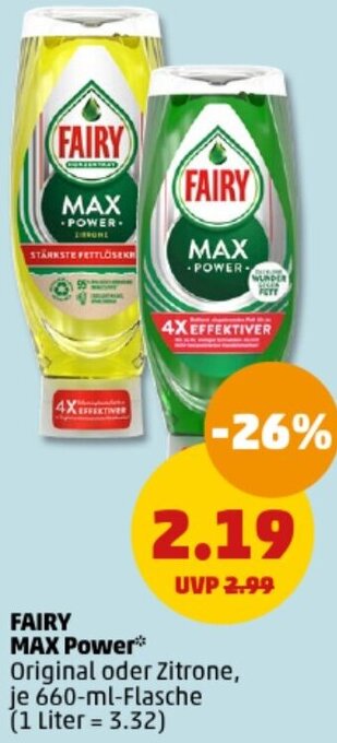 PENNY FAIRY MAX Power 660 ml Flasche Angebot