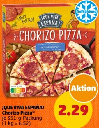 PENNY ¡QUE VIVA ESPAÑA! Chorizo Pizza 351 g Packung Angebot