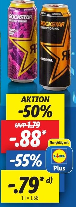 Lidl Rockstar Energy Drink 0,5 L Angebot