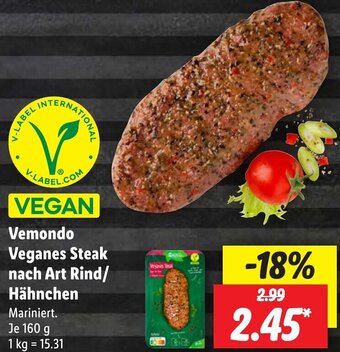 Lidl Vemondo Veganes Steak nach Art Rind/ Hähnchen 160 g Angebot