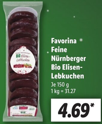 Lidl Favorina Feine Nürnberger Bio Elisen-Lebkuchen 150 g Angebot