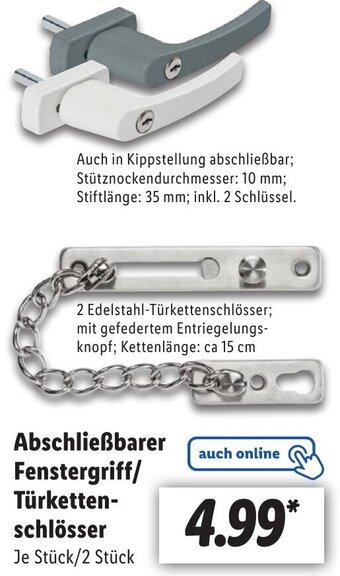 Lidl Abschließbarer Fenstergriff/ Türkettenschlösser Angebot