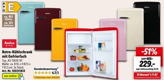 Lidl Amica Retro-Kühlschrank mit Gefrierfach KS 15610-16 Angebot
